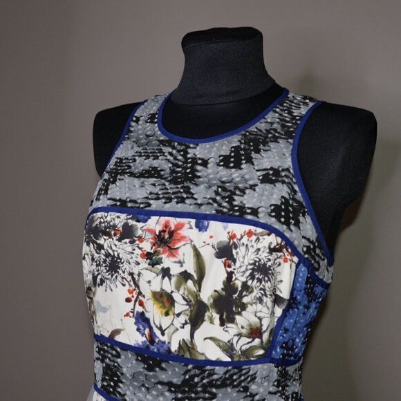 Rebecca Taylor Silk Cobalt Blue Colour Block Pleated Dress Sz S - Picture 5 of 9